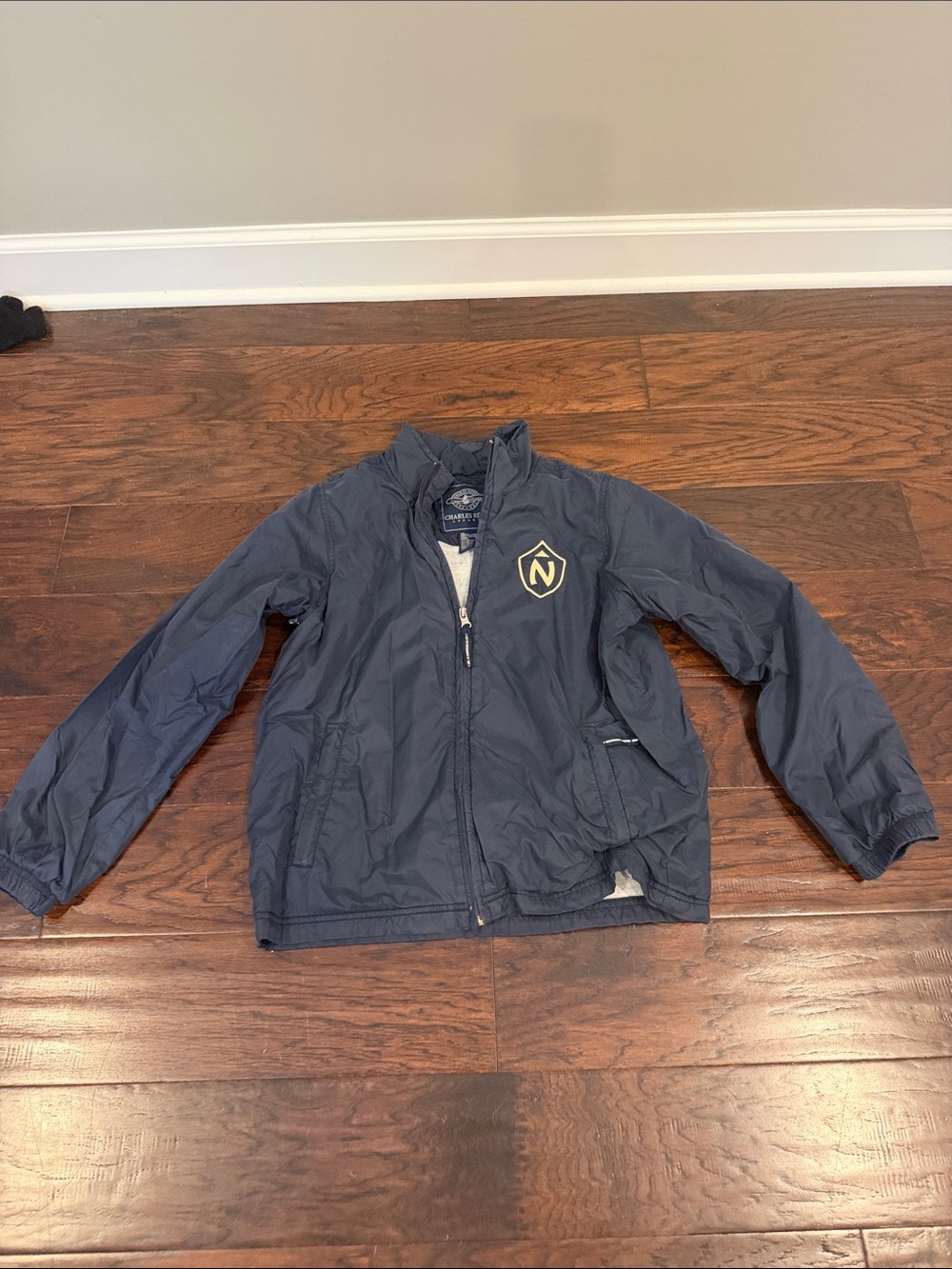 Charles River Apparel Navy Blue Packable Jacket with Crest
